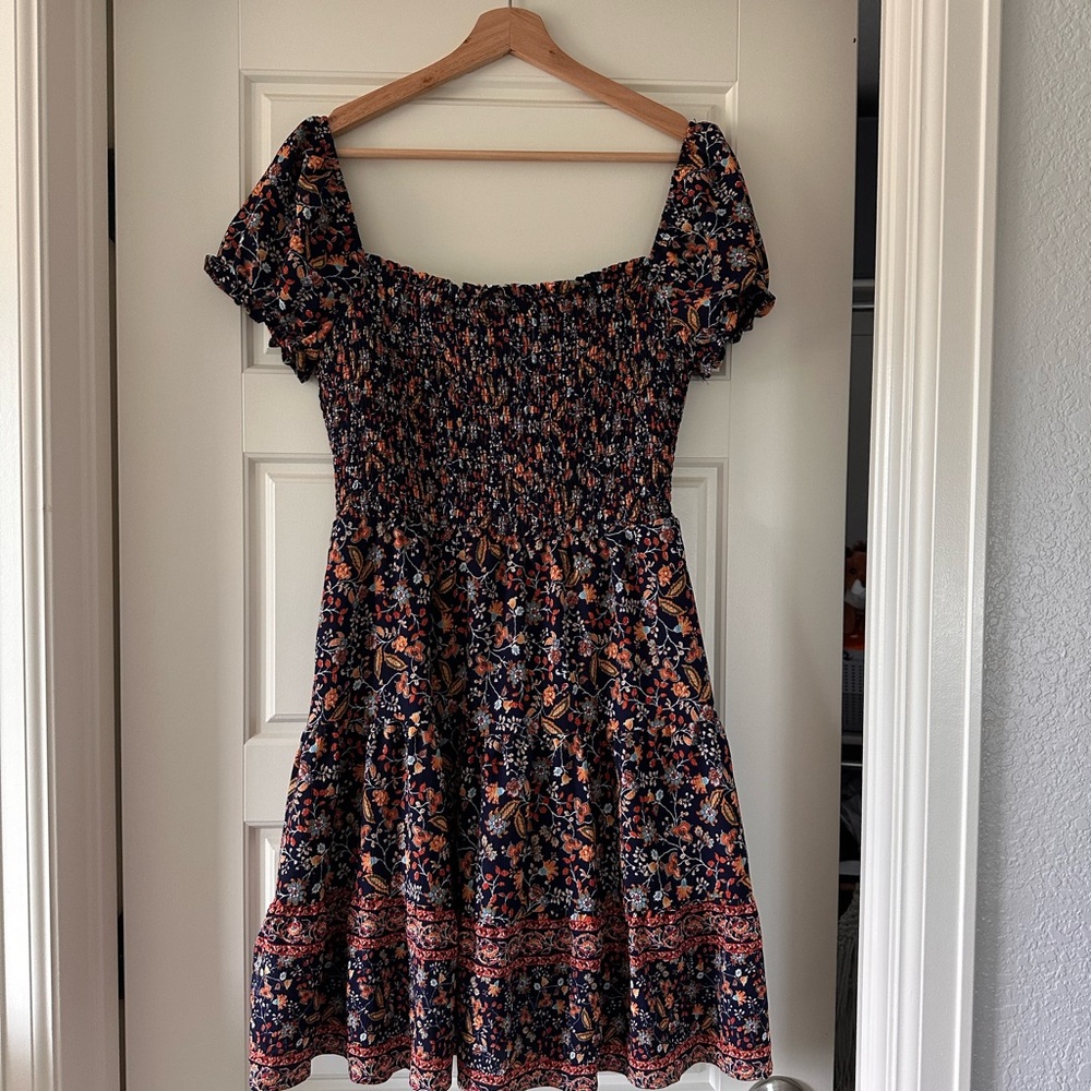 Floral Smocked Off-Shoulder Dress - Multicolor